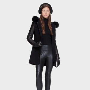 RUDSAK MALIK WOMEN COAT WITH LEATHER SLEEVES